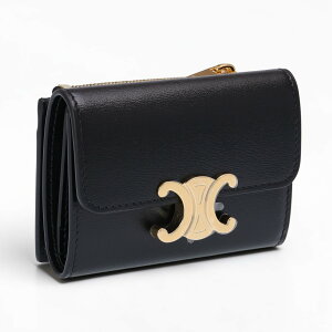 �q�|�C���g5�{�r�Z���[�k�^CELINE COMPACT WALLET WITH COIN�E�R�C������t���R���p�N�g�E�H���b�g �g���I���t�E�V���C�j�[�J�[�t�X�L���E�O�܂���z�E�~�j���z(�u���b�N) 10I65 3DPV 38NO�^BLACK[�ԕiO