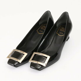 〈TIMESALE〉＼ポイント5倍／ ロジェ ヴィヴィエ／ROGER VIVIER ”ベル ヴィヴィエ パテントレザー パンプス” 4.5cmヒール・エナメル×メタルバックル パンプス(ブラック) RVW00600920 BSS B999／BLACK[返品OK]
