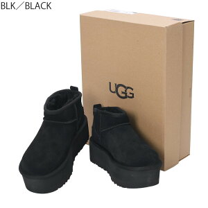 \クーポン3%OFF&P2倍/ アグ/UGG "Classic Ultra Mini Platform/クラシック ウルトラ ミニ プラットフォーム" レディース・撥水・防汚加工・5cmヒール・ショートムートンブーツ(チャコール・チェス