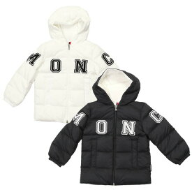 〈FINALSALE〉〈クーポン5%OFF〉モンクレールベビー・キッズ／MONCLER BABY KID'S "BAYAN JACKET"ロゴ＆フード付き・ダウンジャケット(ブラック・ホワイト) 1A00008 595FD 032・999／WHITE・BLACK／2A・3A[返品OK]