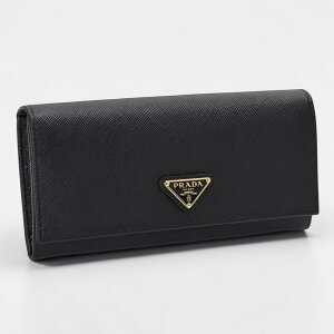 本物】PRADA ブラックレザー 二つ折り財布 本物プラダPRADA本革 