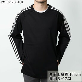 アディダス・ワイスリー／ADIDAS・Y-3 ”Y-3 LONG SLEEVE TEE 3-STRIPES・ロング スリーブ ティー 3ストライプス”　メンズ・レディース・ロゴ入り・長袖クルーネックTシャツ・ロンT(ブラック) JW7351／BLACK