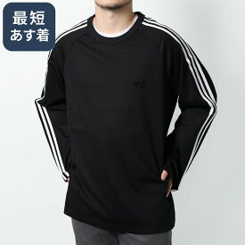 アディダス・ワイスリー／ADIDAS・Y-3 ”Y-3 LONG SLEEVE TEE 3-STRIPES・ロング スリーブ ティー 3ストライプス”　メンズ・レディース・ロゴ入り・長袖クルーネックTシャツ・ロンT(ブラック) JW7351／BLACK