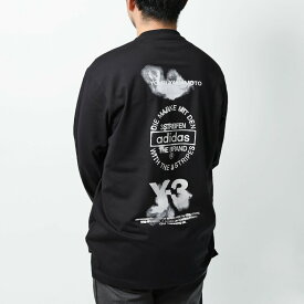 ＼クーポン5%OFF／ アディダス・ワイスリー／ADIDAS・Y-3 ”Y-3 GRAPHIC LONG SLEEVE TEE・グラフィック ロング スリーブ ティー” メンズ・レディース 長袖クルーネックTシャツ(ブラック) JX4747／BLACK