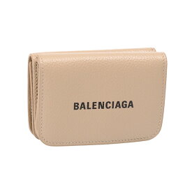 【ゲリラTIME SALE&クーポン5%OFF】バレンシアガ／BALENCIAGA "CASH MINI WALLET・キャッシュミニウォレット"ロゴ入り・3つ折り小財布・ミニ財布・コインケース(ウォームベージュ×ブラック) 593813 1IZI3 2761／WARM BEIGE*L BLACK