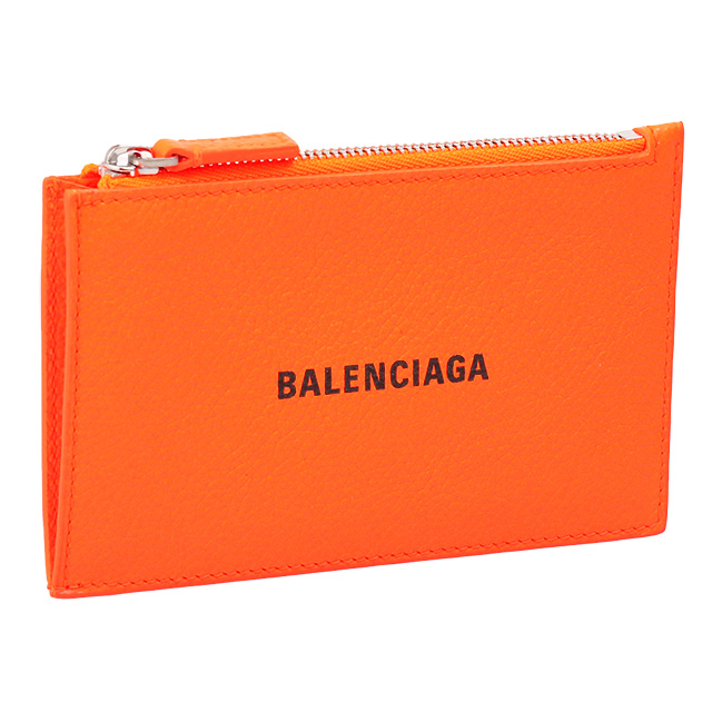 バレンシアガ／BALENCIAGA "CASH L COCA H ENL"キャッシュジップポーチ"ロゴデザイン・カードケース＆キーポーチ(蛍光オレンジ×ブラック) 640535 2UQ13 7560／FLUO ORANGE*L BLACK