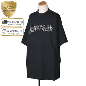 【P5倍】バレンシアガ／BALENCIAGA”LARGE FIT T SHIRTS・ラージフィット "メンズ オーバーサイズ・デザインプリント 半袖クルーネックTシャツ(フェイデッドブラック×ホワイト) 641675 TPVQ1 1569／FADED BLACK/WHITE[返品OK]