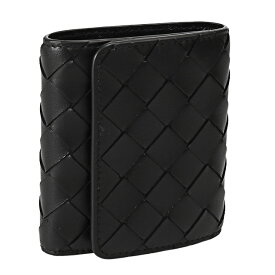 【クーポン5%OFF】ボッテガヴェネタ／BOTTEGA VENETA "イントレチャート 三つ折りウォレット" コンパクトウォレット(ブラック×ゴールド) 776033 VCPP2 8425／BLACK*GOLD