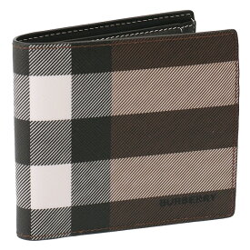 【タイムSALE＆P5倍】バーバリー／BURBERRY "CC BILL COIN"チェック＆レザーインターナショナル バイフォールド コインウォレット・小銭入れ付き・二つ折り財布(ダークバーチブラウン) 8052802 A8900／DARK BIRCH BROWN