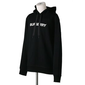 【S/S SALE＆P5倍】バーバリー／BURBERRY "ロゴプリント コットンフーディー”オーガニックコットン混 プルオーバーパーカー・リラックスフィット (ブラック) 8055318／BLACK