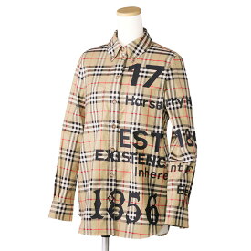 【スーパーSALE割引】【S/S SALE＆クーポン5%OFF】バーバリー／BURBERRY ホースフェリープリント チェックコットン長袖シャツ(アーカイブベージュ)　8058101／ARCHIVE BEIGE