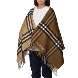 【クーポン5%OFF】バーバリー／BURBERRY "コントラストチェック ウールカシミア ケープ "ポンチョ・ストール ( アーカイブベージュ×ダークバーチブラウン) 8059406 A7026