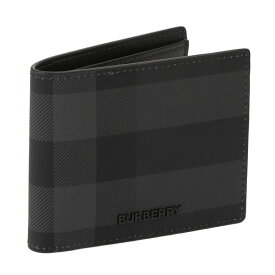 【タイムSALE＆クーポン5%OFF】バーバリー／BURBERRY"HIPFOLD BRT・チェック＆レザー フォールディング カードケース"2つ折り財布・札入れ(チャコール グレー) 8070206 A1208／CHARCOAL