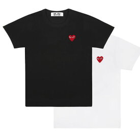 【クーポン5%OFF】プレイ・コムデギャルソン／PLAY Comme des Garcons ハート刺繍ロゴ・半袖クルーネックTシャツ(ブラック・ホワイト) AZ-T108-051-1／AZ-T108-051-2