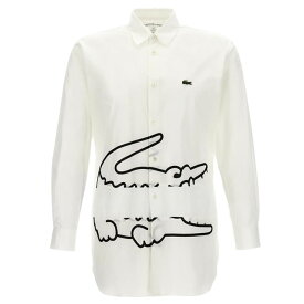 【P5倍】コムデギャルソン×ラコステ／Comme des Garcons × LACOSTE ロゴ×プリント・長袖シャツ(ホワイト) FL-B003-W23-1／WHITE