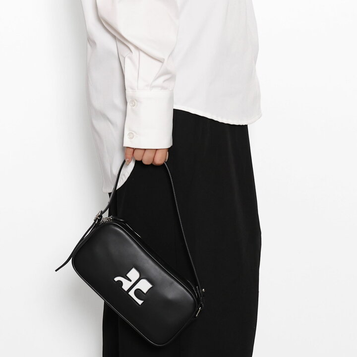 レザーバッグ courreges バッグ SALE割引 P5倍 クレージュ COURREGES REEDITION・リーディション バゲットバッグ 斜め掛け レザーショルダー バッグ・クロスボディ ブラック 323GSA060CR0027 BLACK 返品OK イル テライオ