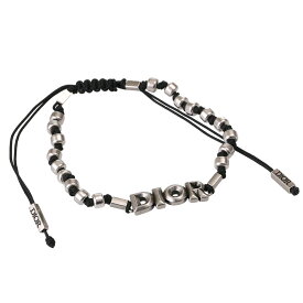 【ゲリラTIME SALE&クーポン5%OFF】ディオールオム／DIOR HOMME メンズ ロゴブレスレット(ブラック×シルバー)B1899 HOMMT 906／BLACK*SILVER