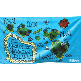 【スーパーSALE割引】ヘザーブラウン／HEATHER BROWN "BEACH TOWELS・HAWAII MAP・ハワイマップ"デザインプリントビーチタオル・ブランケット(ハワイマップ) HB0105MT／HAWAII MAP