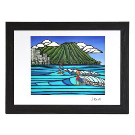 【額付き＆P10倍】ヘザーブラウン／HEATHER BROWN "ART PRINT W35.6×H28.0cm・WAIKIKI LOGGING・アートプリント・ワイキキロギング"Mサイズ横・サイン入り・絵画 HB9201P／WAIKIKI LOGGING