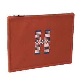 【クーポン5%OFF】エルメス／HERMES "フラットポーチGM／Hナッテ " 刺繍デザインラージポーチ・コスメポーチ・マルチポーチ(トメット・レッド) H103643M 02／TOMATO【返品無料】