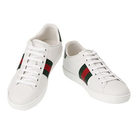 【タイムSALE＆P5倍】グッチ／GUCCI "ACE・エース"レディースレザー スニーカー・ウェビングデザイン・ローカットスニーカー(ホワイト) 387993 A3830 9071／WHITE