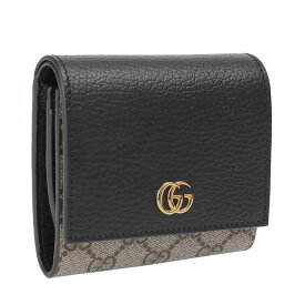 【P5倍】グッチ／GUCCI"GGマーモント" 2つ折りミディアムウォレット・小財布(ベージュ＆エボニー×ブラック)598587 17WAG 1283／BEIGE&BLACK