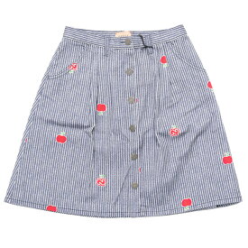 【S/S SALE＆クーポン5%OFF】グッチ チルドレンズ／GUCCI CHILDREN’S アップル刺繍×ストライプデザイン・スカート・ボトムス(ブルーマルチ)646803 XDBKY 4321／BLUE MULTI／12A