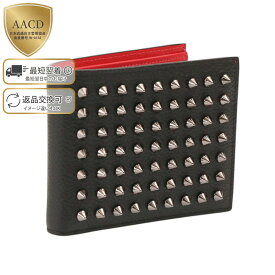 【P5倍】クリスチャンルブタン／CHRISTIAN LOUBOUTIN "FUNKY BIFOLD WALLET・ファンキー バイフォールド ウォレット" スパイクスタッズ付き2つ折り財布(ブラック×ファンメタル) 1255065 B078／BLACK*GUN METAL[返品OK]