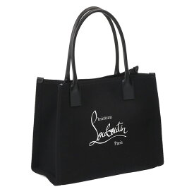 【ゲリラTIME SALE&P5倍+クーポン5%OFF】】クリスチャンルブタン／CHRISTIAN LOUBOUTIN "NASTROLOUBI TOTE／W LARGE・ナストロルビ トート　ラージ"　キャンバス×レザートートバッグ・ロゴ入り(ブラック) 3235231 5318 ／BLACK