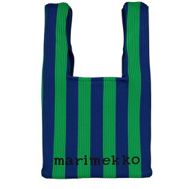 【クーポン5%OFF】マリメッコ／MARIMEKKO "KNITTED MINI TOTE MERIROSVO SHOULDER BAG・ニット ミニトート メリロスヴォ ショルダーバッグ” ニット素材×メリッロスヴォ・ストライプ柄 ハンドバッグ (ブルー×グリーン) 92854 056／BLUE*GREEN