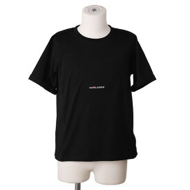 【P5倍】サンローラン・パリ／SAINT LAURENT PARIS ロゴ入りクルーネック半袖Tシャツ・ボーイフレンド(ブラック・ホワイト) 460876 YB2DQ 1000・9000／NOIR・BLANC