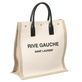 【S/S SALE＆クーポン5%OFF】サンローラン・パリ／SAINT LAURENT PARIS "RIVE GAUCHE・ノース サウス リヴ・ゴーシュ"キャンバストートバッグ・ショッピングトート(ベージュ×ホワイト)632539 FAAVU 9054／BEIGE*WHITE