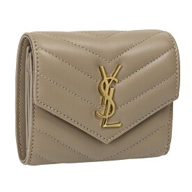 【全品P10倍＆抽選で2人に1人全額ポイントバックのチャンス】SAINT LAURENT サンローラン 財布 キルティングラムスキン製 カサンドラ マトラッセ コンパクトトリフォールドウォレット 403943 AAA44 レディース ブラック ベージュ ラムスキン レザー 折りたたみ