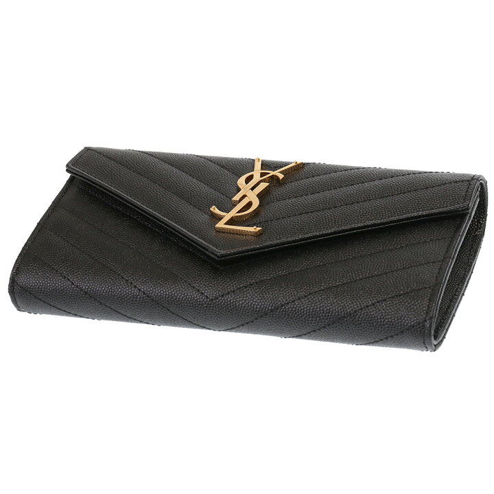 サンローランパリ 折り財布 レター YSL キャビアスキン レザー 
