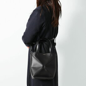 【クーポン5%OFF】ロエベ／LOEWE "PUZZLE TOTE MINI・パズルフォルド トート ミニ（シャイニーカーフ）"折り畳み可能・レザートートバッグ(ブラック) A657V25X01 779 1100／BLACK／SHINY CALF[返品OK]
