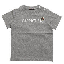 【クーポン5%OFF】モンクレールベビー・キッズ・ユニセックス／MONCLER BABY KID'S フェルトチビロゴ刺繍デザイン・半袖クルーネックTシャツ(ホワイト・ネイビー・グレー)8C00005 8790N 034・778・980／12*18・18*24・2A・3A[返品OK]
