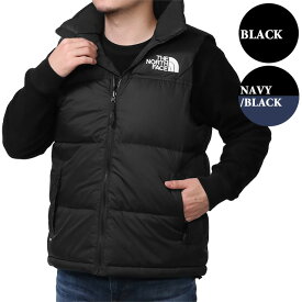 【4月目玉&P5倍】ザ・ノースフェイス／THE NORTH FACE "M 1996 RETRO NUPTSE VEST・メンズ レトロ ヌプシ ベスト"撥水 折りたたみ収納可能・フード収納・ダウンベスト・アウター(ブラック・ネイビー×ブラック) NF0A3JQQ LE41・92A1／BLACK・NAVY*BLACK