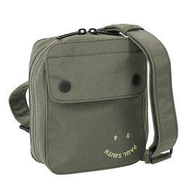 【タイムSALE＆クーポン5%OFF】ポールスミス／PAUL SMITH "MEN BAG XBODY HAPPY FACE"ハッピーフェイス・スマイルロゴデザイン クロスボディバッグ・斜め掛けショルダーバッグ(グレー) M2A-7617-LFACE-73／GRAY