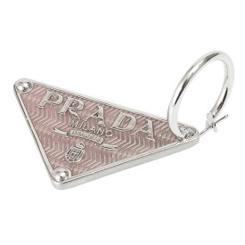 【タイムSALE＆P5倍】プラダ／PRADA "プラダ シンボル 左耳用ペンダントピアス"トライアングルロゴ付き・925シルバー・ループスイングピアス・アクセサリー／刺激性ニッケルフリー素材(ピンク) 1JO952 NEW SMALTO JEWEL(2CMY)CILIEGIO