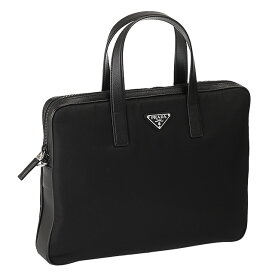 【クーポン5%OFF】プラダ／PRADA リサイクルナイロン×型押しレザー・2WAYメンズ・スリムブリーフケース・ビジネスバッグ(ブラック) 2VE368 Re Nylon xSAFFIANO(2DMH V_XOM)NERO