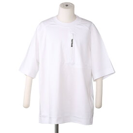 【S/S SALE＆P5倍】タトラス／TATRAS "JANI・ジャニ"ロゴファスナー付き オーバーサイズ クルーネック半袖Tシャツ(ブラック・ホワイト) MTLA23S8004-M 01・10／BLACK・WHITE