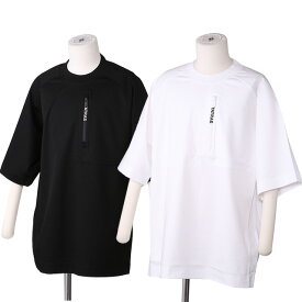 【S/S SALE＆P5倍】タトラス／TATRAS "JANI・ジャニ"ロゴファスナー付き オーバーサイズ クルーネック半袖Tシャツ(ブラック・ホワイト) MTLA23S8004-M 01・10／BLACK・WHITE