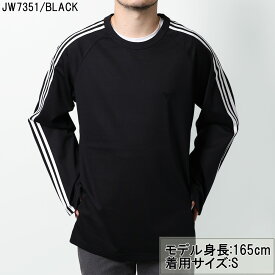 【P5倍】アディダス・ワイスリー／ADIDAS・Y-3 ”Y-3 LONG SLEEVE TEE 3-STRIPES・ロング スリーブ ティー 3ストライプス”　メンズ・レディース・ロゴ入り・長袖クルーネックTシャツ・ロンT(ブラック) JW7351／BLACK