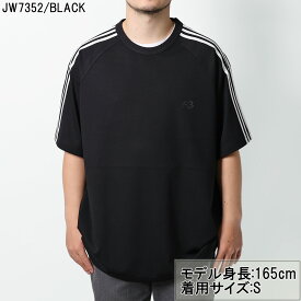 【P5倍】アディダス・ワイスリー／ADIDAS・Y-3 ”Y-3 SHORT SLEEVE TEE 3-STRIPES・ショート スリーブ ティー 3ストライプス”　メンズ・レディース・ロゴ入り・半袖クルーネックTシャツ(ブラック) JW7352／BLACK