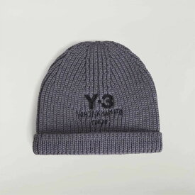 【P5倍】アディダス・ワイスリー／ADIDAS・Y-3 ”Y-3 CHUNKY KNIT BEANIE・チャンキー ニット ビーニー" ユニセックス メリノウール・ロゴ入り・ニットキャップ・ニット帽・帽子(グレー) JX8309／GRANITE[返品OK]