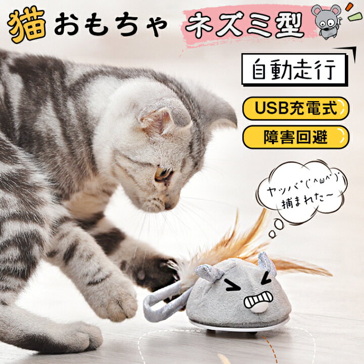 楽天市場 5倍ポイント還元 猫 おもちゃ ネズミ 猫じゃらし 自動走行 ねこ おもちゃ 一人遊び 電動おもちゃ 運動不足 ストレス解消 猫用おもちゃ かわいい 羽根付き キャットおもちゃ Usb充電式 コンパクト 猫用品 安全素材 室内 プレゼント 送料無料 Ilychee