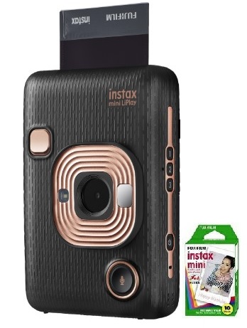 チェキフィルム10枚付き フジフイルム FUJIFILM INS MINI HM1 EB カメラ 高価値 instax mini スマートフォン用プリンター 最大58%OFFクーポン ELEGANT BLACK チェキ LiPlay