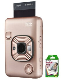 チェキフィルム10枚付き【送料無料】フジフイルム FUJIFILM INS MINI HM1 BG カメラ＆スマートフォン用プリンター チェキ instax mini LiPlay BLUSH GOLD【スーパーロジ】【あす楽対応】