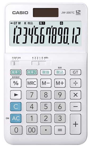 送料無料 CASIO カシオ 国内正規品 ジャストタイプ JW-200TC-N W税率電卓 有名な