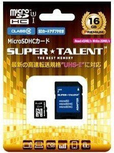 �y�䂤�p�P�b�g�ő��������zSUPERTALENT microSDHC�J�[�h16GB Class10 �}�C�N��SDHC�J�[�h16GB ST16MSU1P